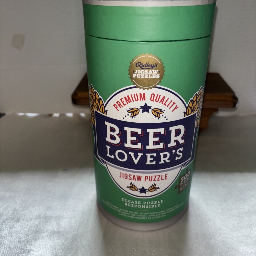 Ridleys Games Beer Lover's Jigsaw Puzzle 500 Pieces Beer Can Box With Poster NEW